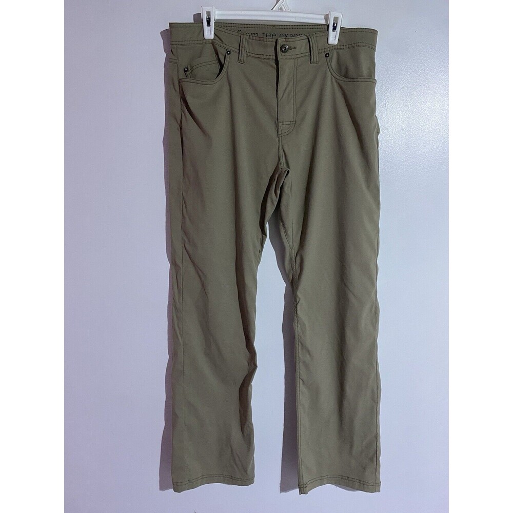 Prana Pants‎ Mens 35x32 Brown Brion II Slim Fit Performance Hiking Outdoor Khaki